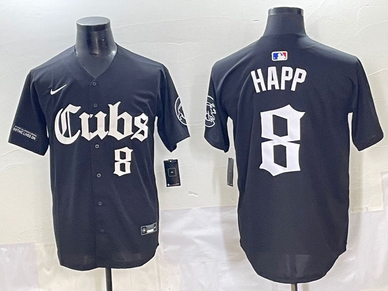 Men 2025 Chicago Cubs #8 Happ Black Five generations Joint Name Nike MLB Jersey style 9->chicago cubs->MLB Jersey